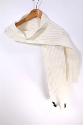 צעיף צמרי מעוצב בלבן -OS